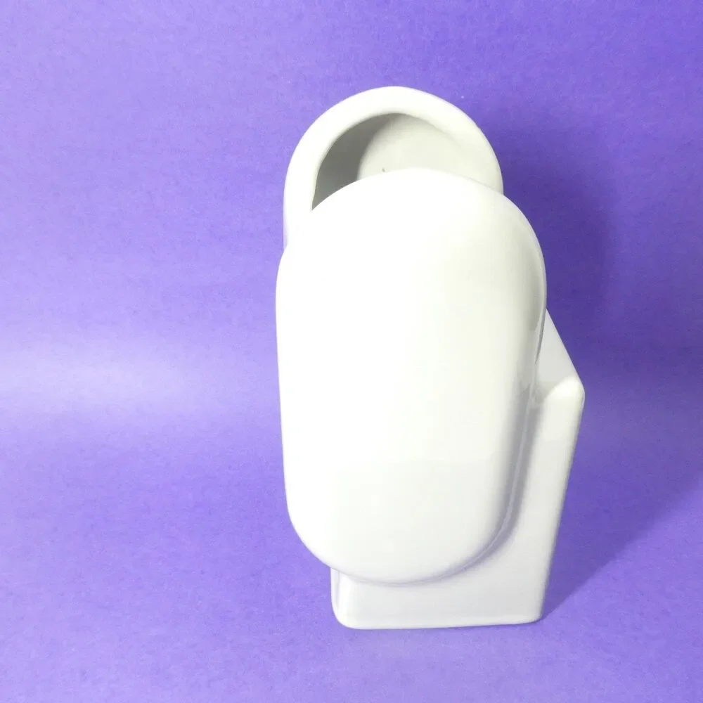Postmodern Vase Abstract Gray Ceramic Vintage 1980s
